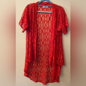 Crazy Train Red Lace Kimono/burnout